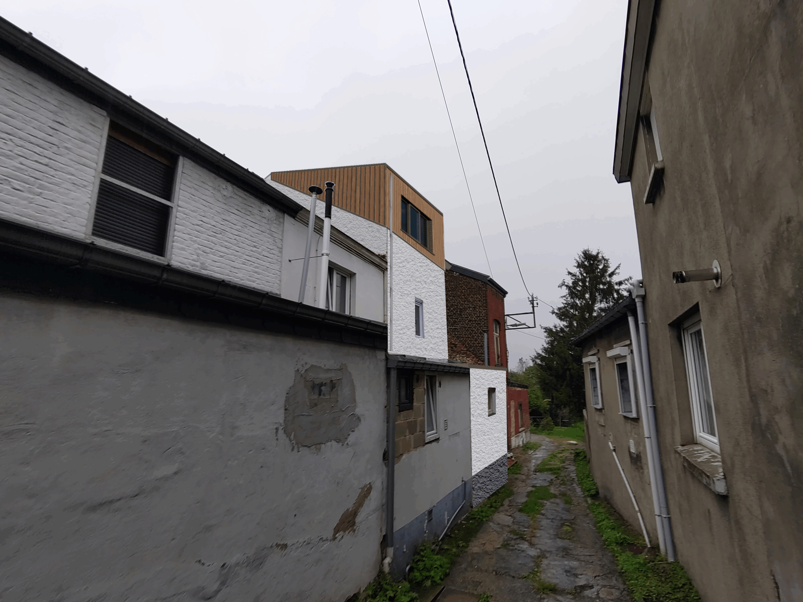 Seraing — Surélévation en bardage bois pré-grisé