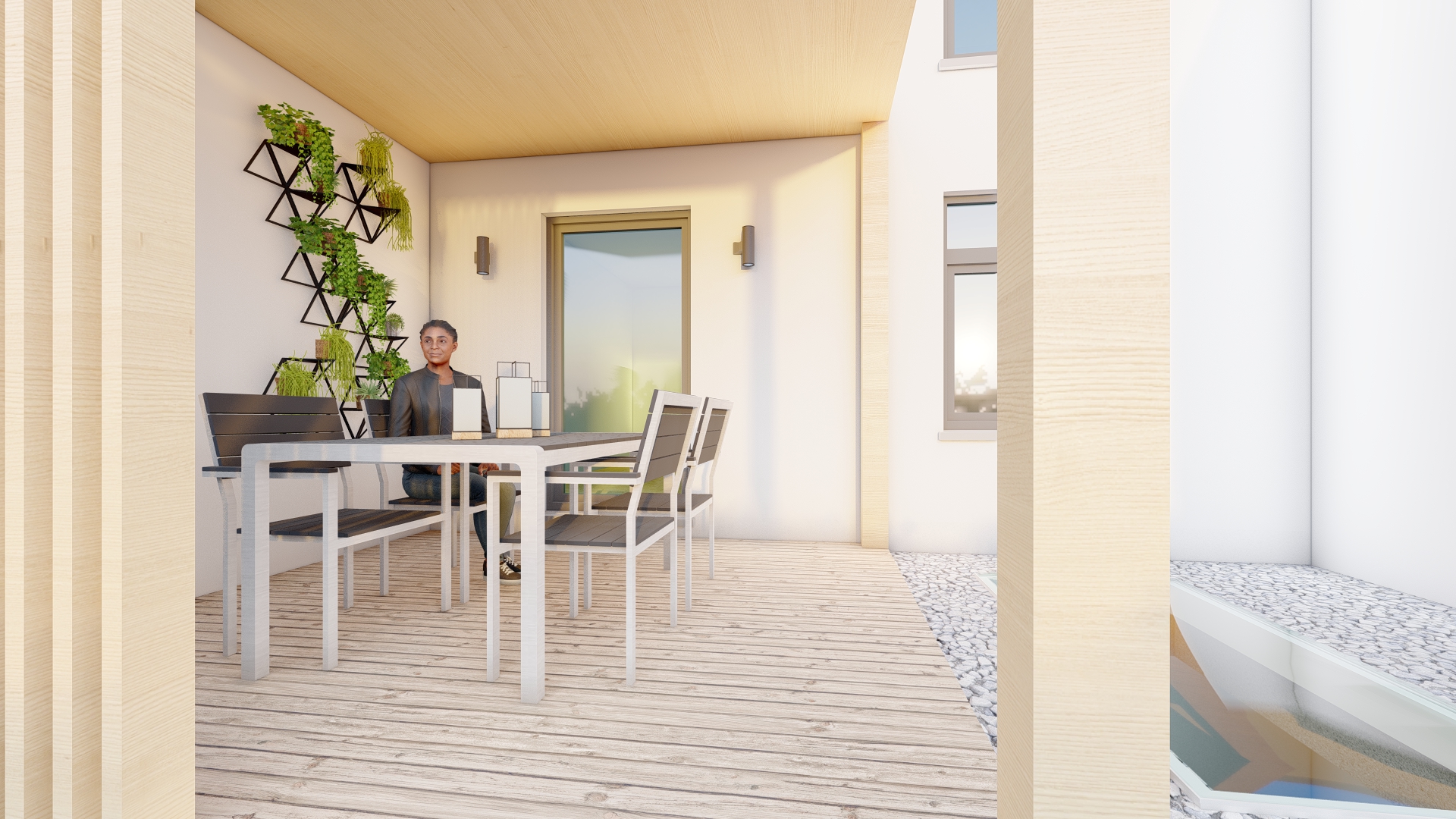 Patio couvert — vue rapprochée