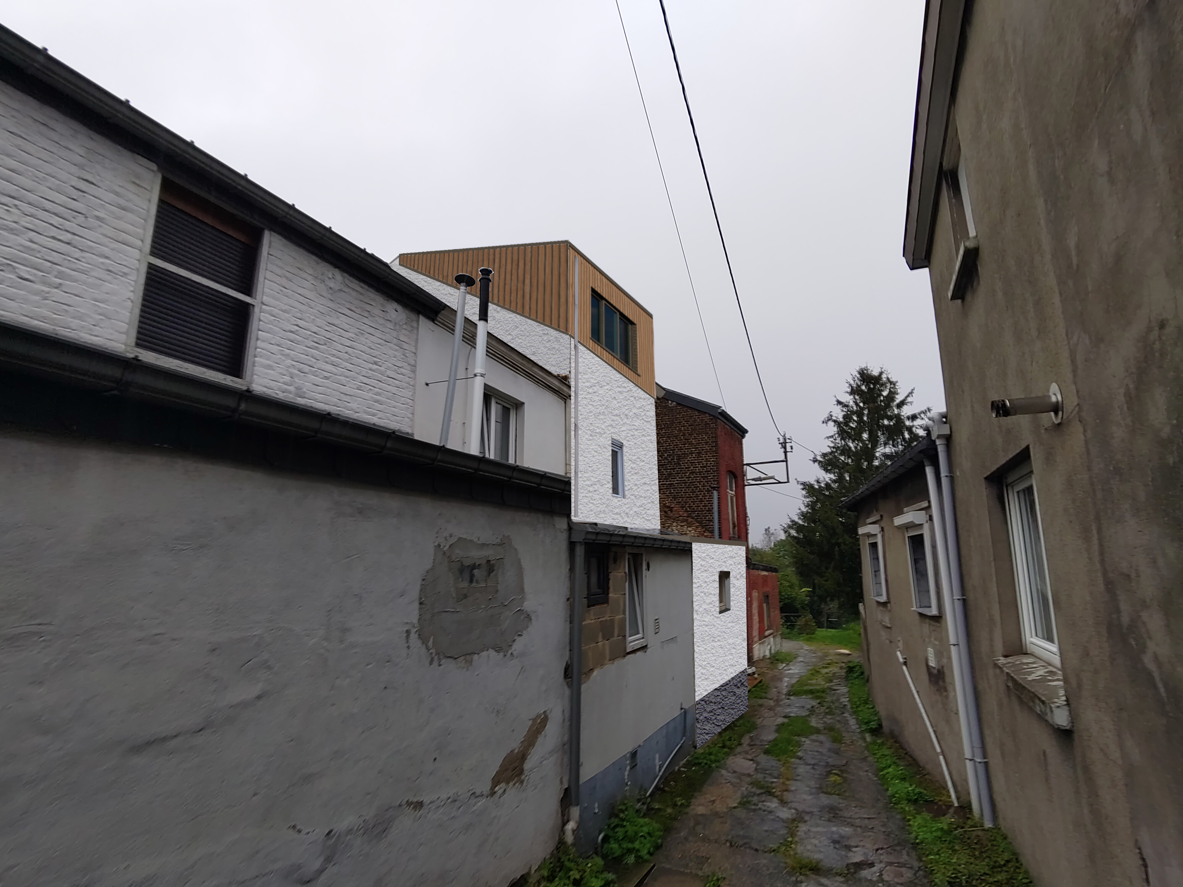 Seraing – Surélévation avec bardage bois pré-grisé