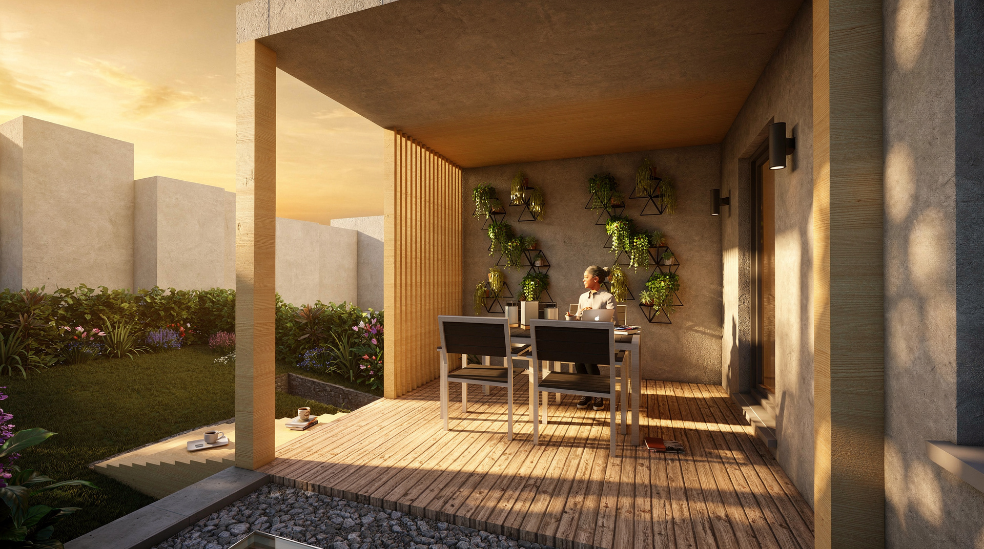 Patio couvert — vue rapprochée