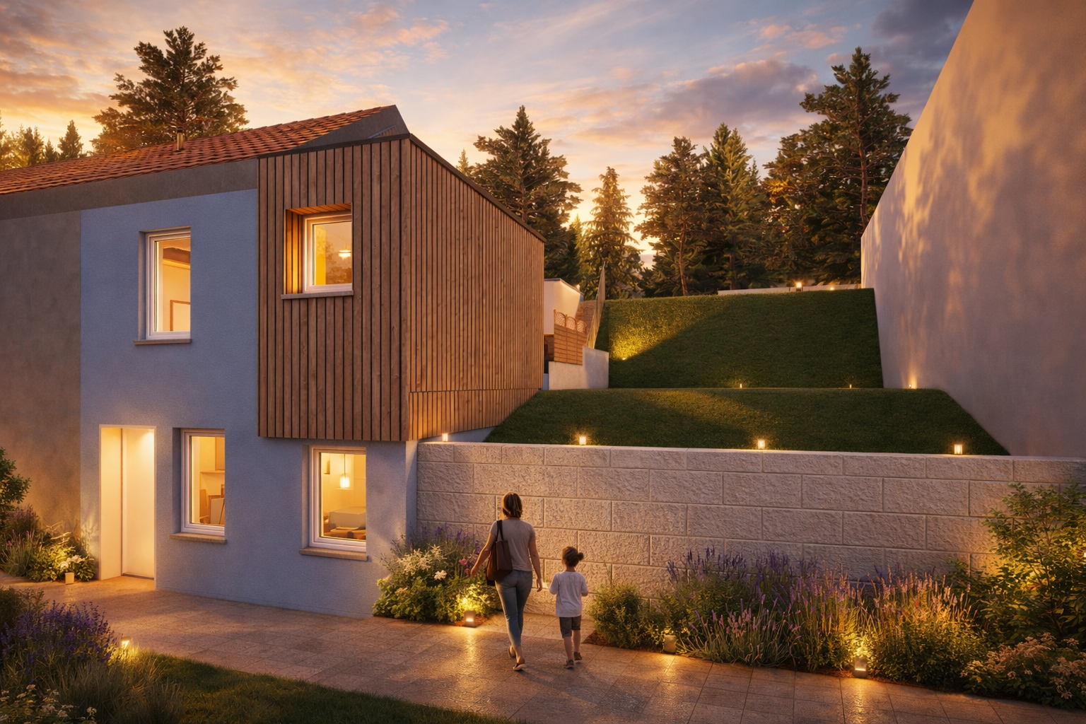 Façade arrière avec rehausse bois