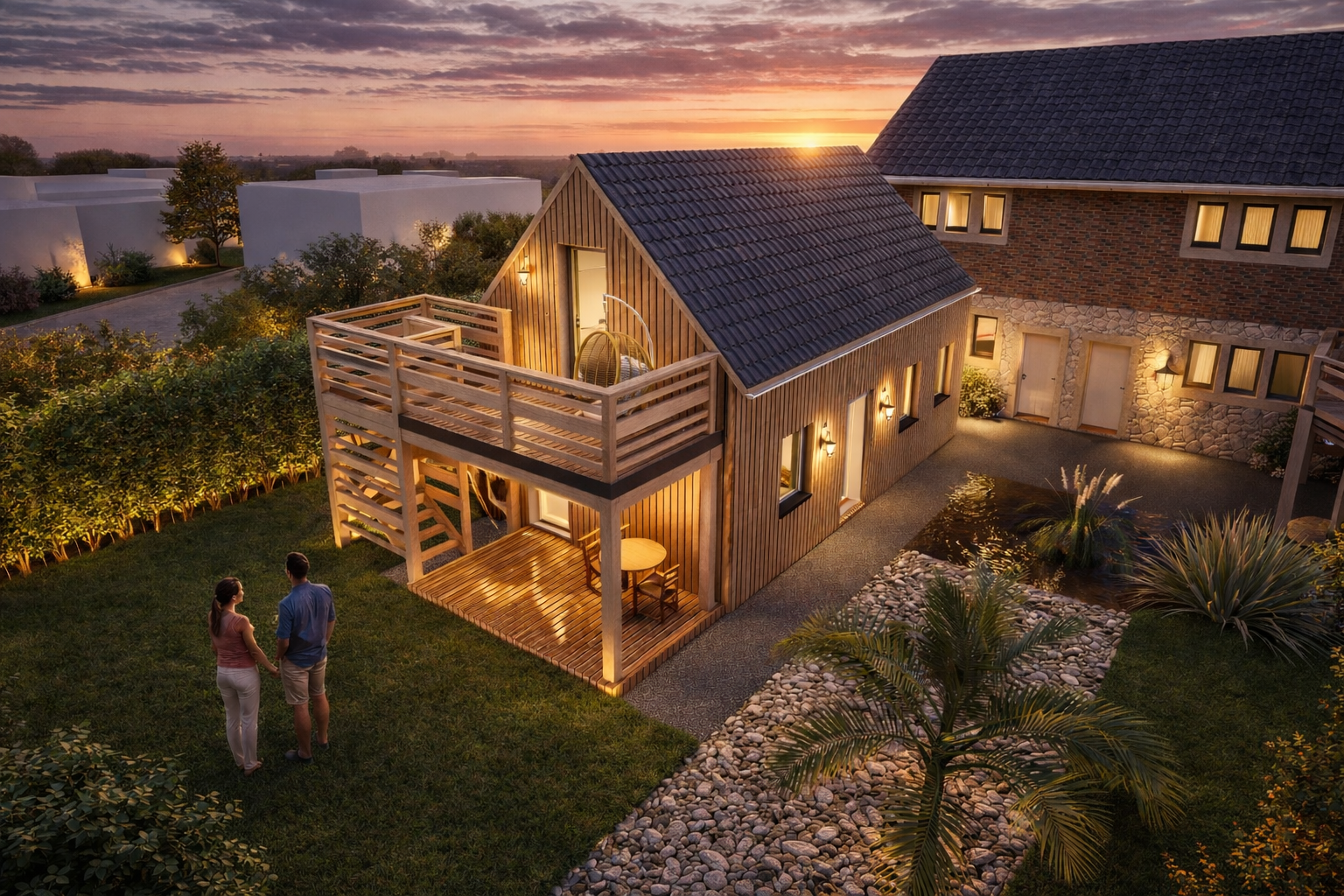 Vue d’ensemble — volume secondaire bardé bois